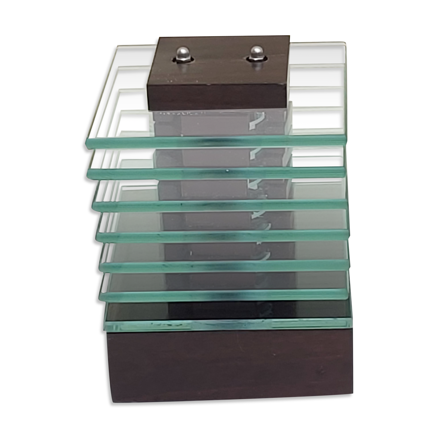 Demeter wood and glass lamp Maison Desny 1980