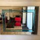Vintage wall mirror Schöninger in silver and turquoise - Regency