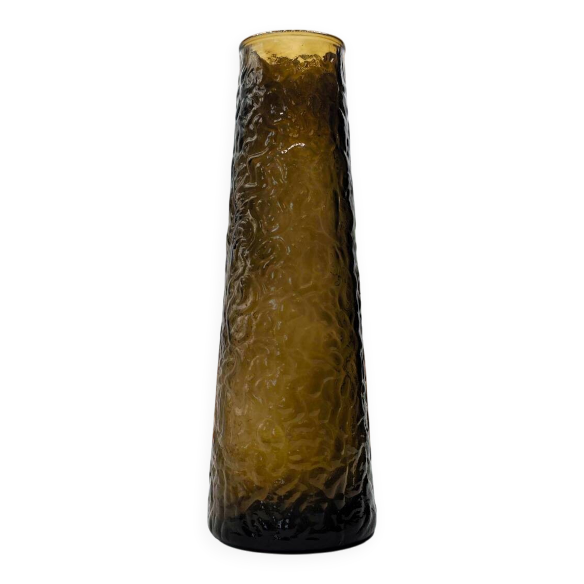 Vintage 1970s Art Glass Vase - Textured Amber Gradient Design