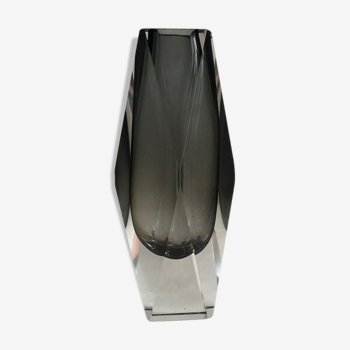Vase en verre de Murano facettes années 1960
