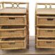 2 commodes chevets bambou et rotin vintage des années 1970