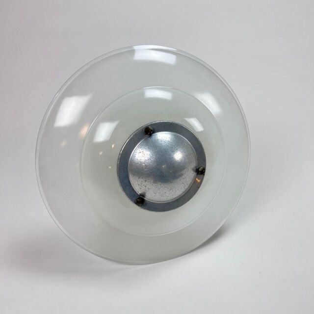 Art deco glass and steel ceiling lamp, 1920