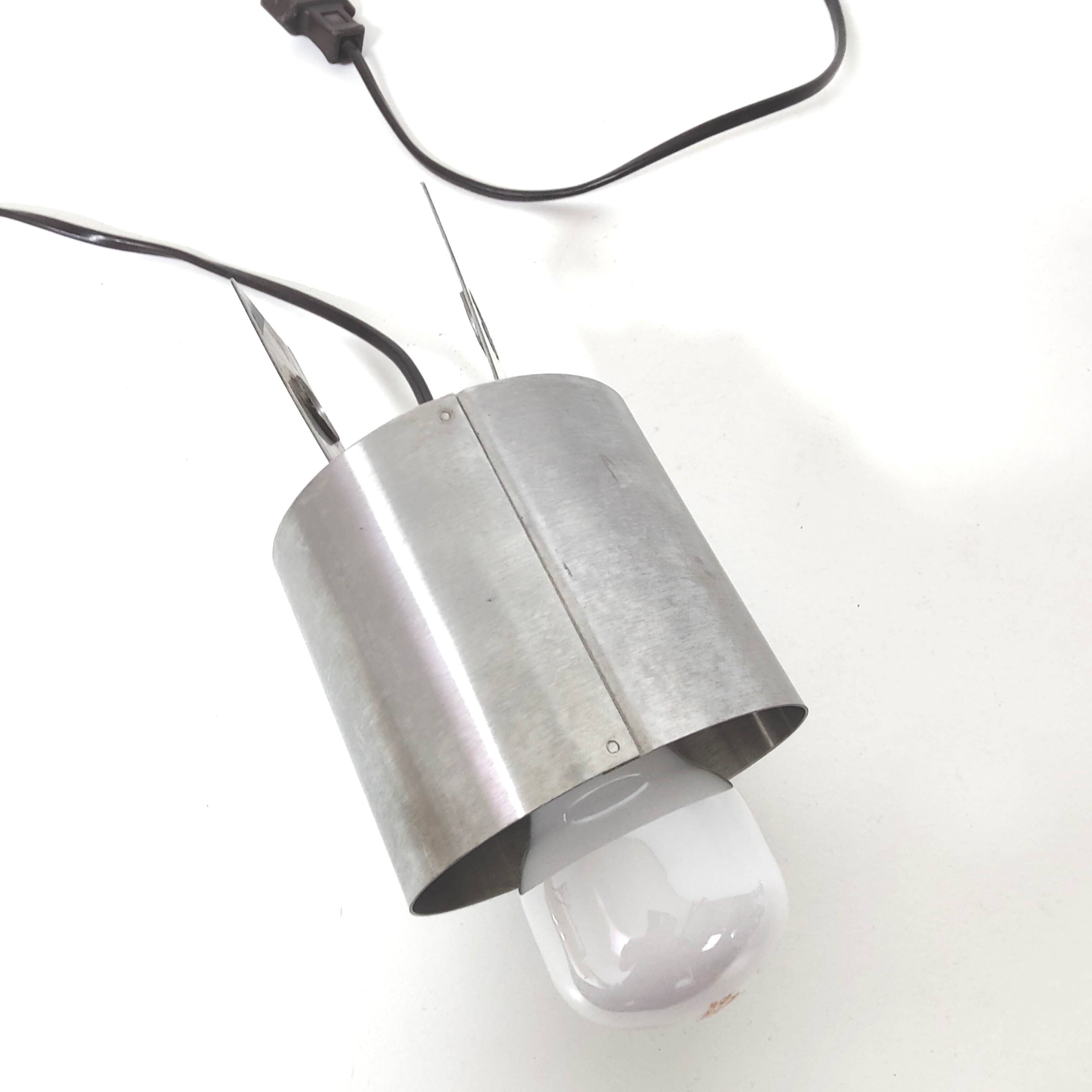 70s stainless steel table lamp geometric shapes