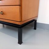 Vintage modernist style storage unit by Marcel Gascoin for Alveole in oak wood