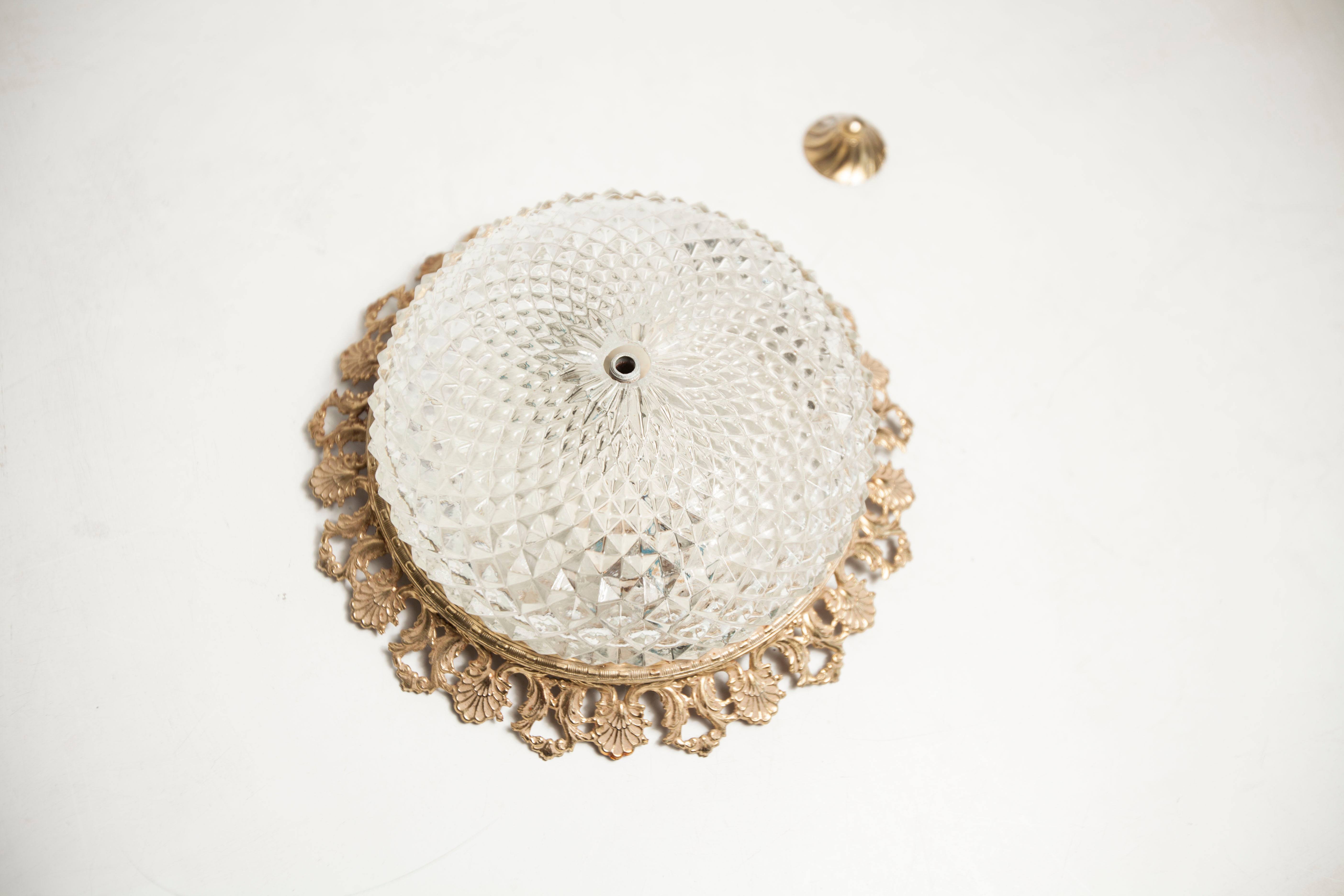 Gold ceiling lamp 1960 molded glass