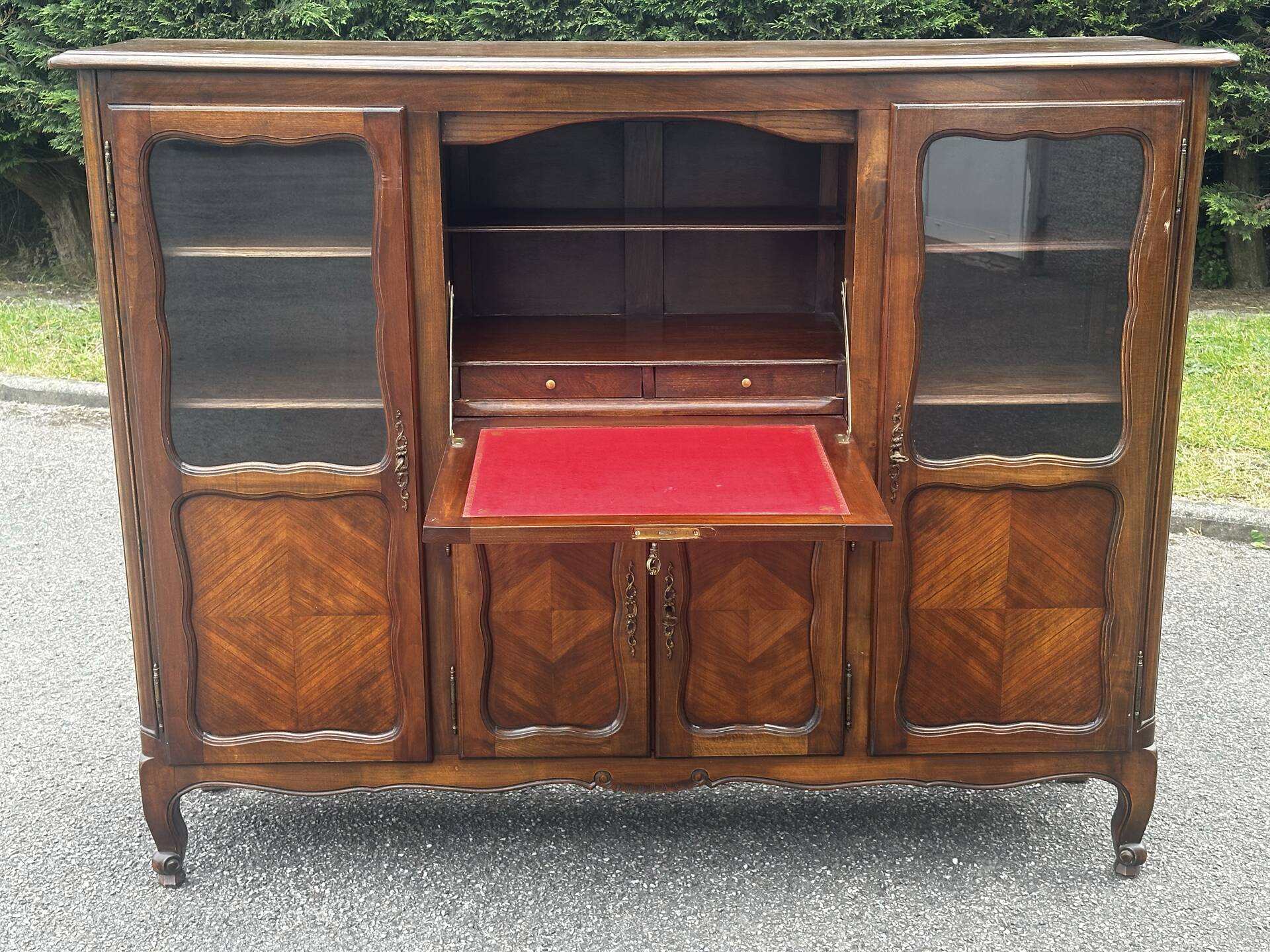 Sideboard, Louis XV style secretary in cherry wood, 1960s.