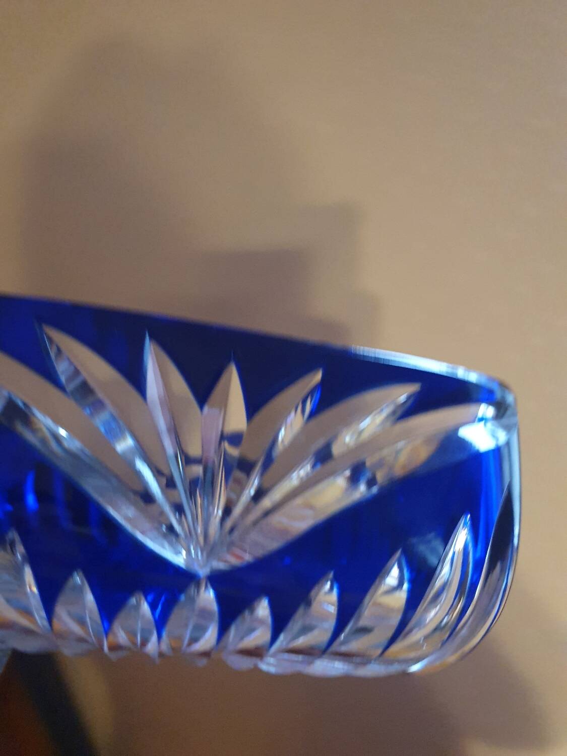 Vintage blue bohemian crystal pocket empty cup