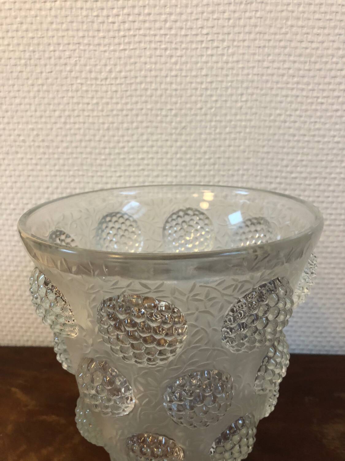 Vintage Verlys glass vase with cabochons