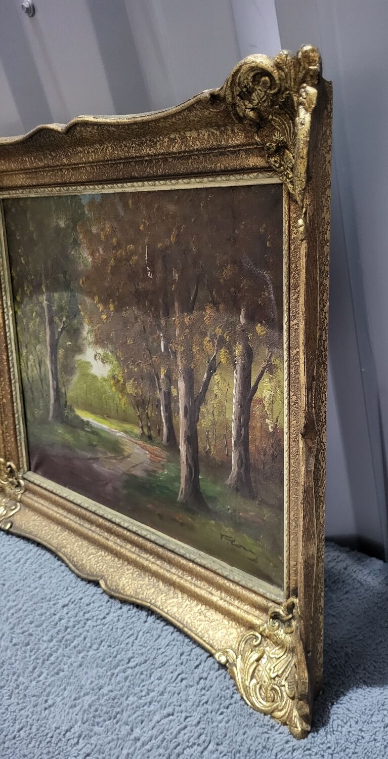 Signed oil painting on gilded wooden frame