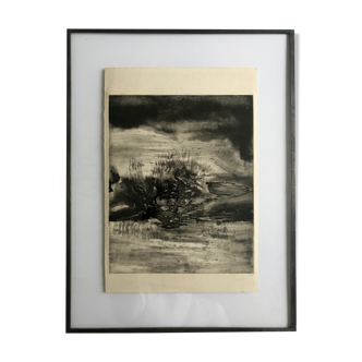 Black engraving after Zao WOU-KI, Plate of 33 Moderna Mästare, 1979 (Subject of Agerup 305)