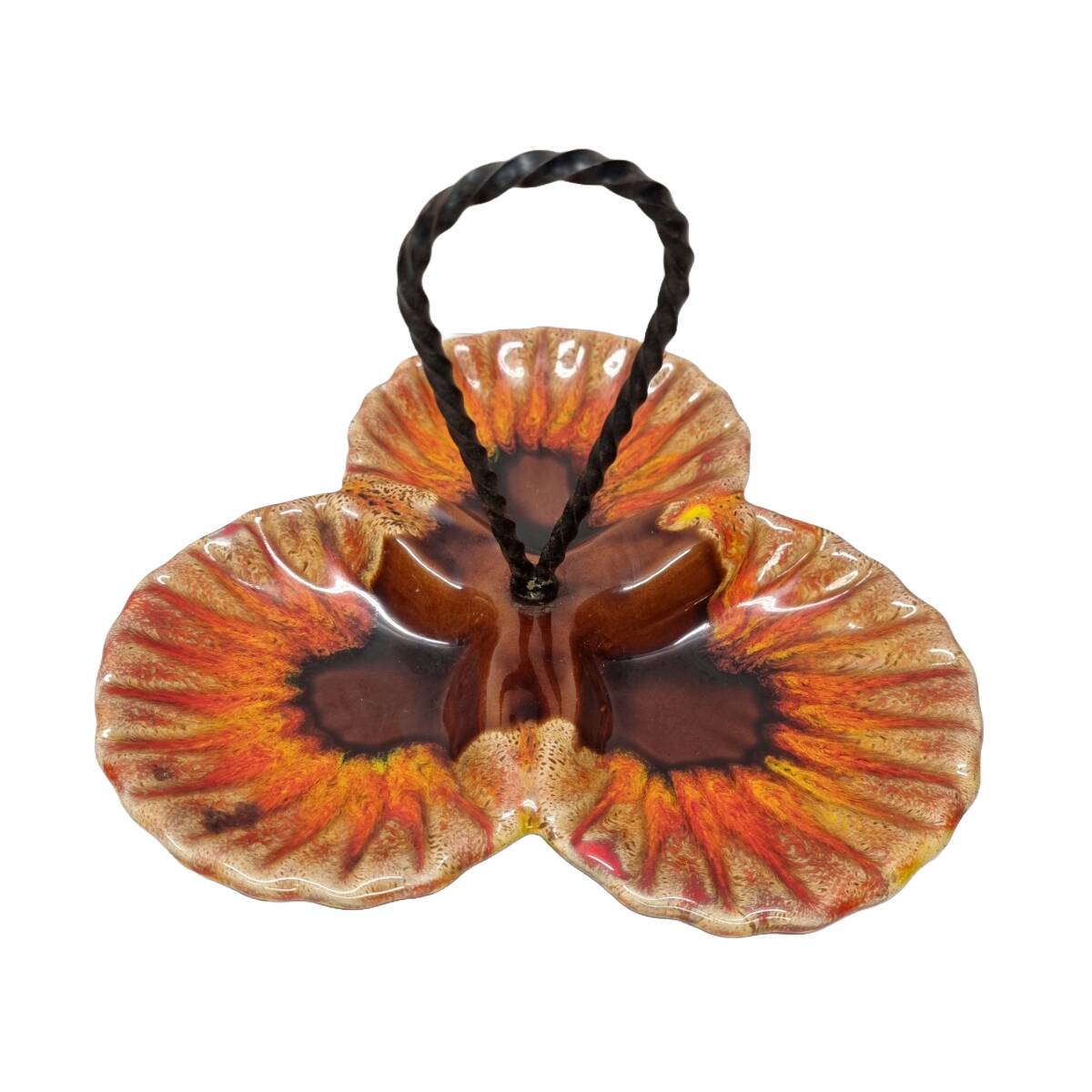 Vintage French ceramic Three Compartment serving dish 1970s