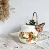 Cache-pot vintage automnal céramique motif barbotine noisettes
