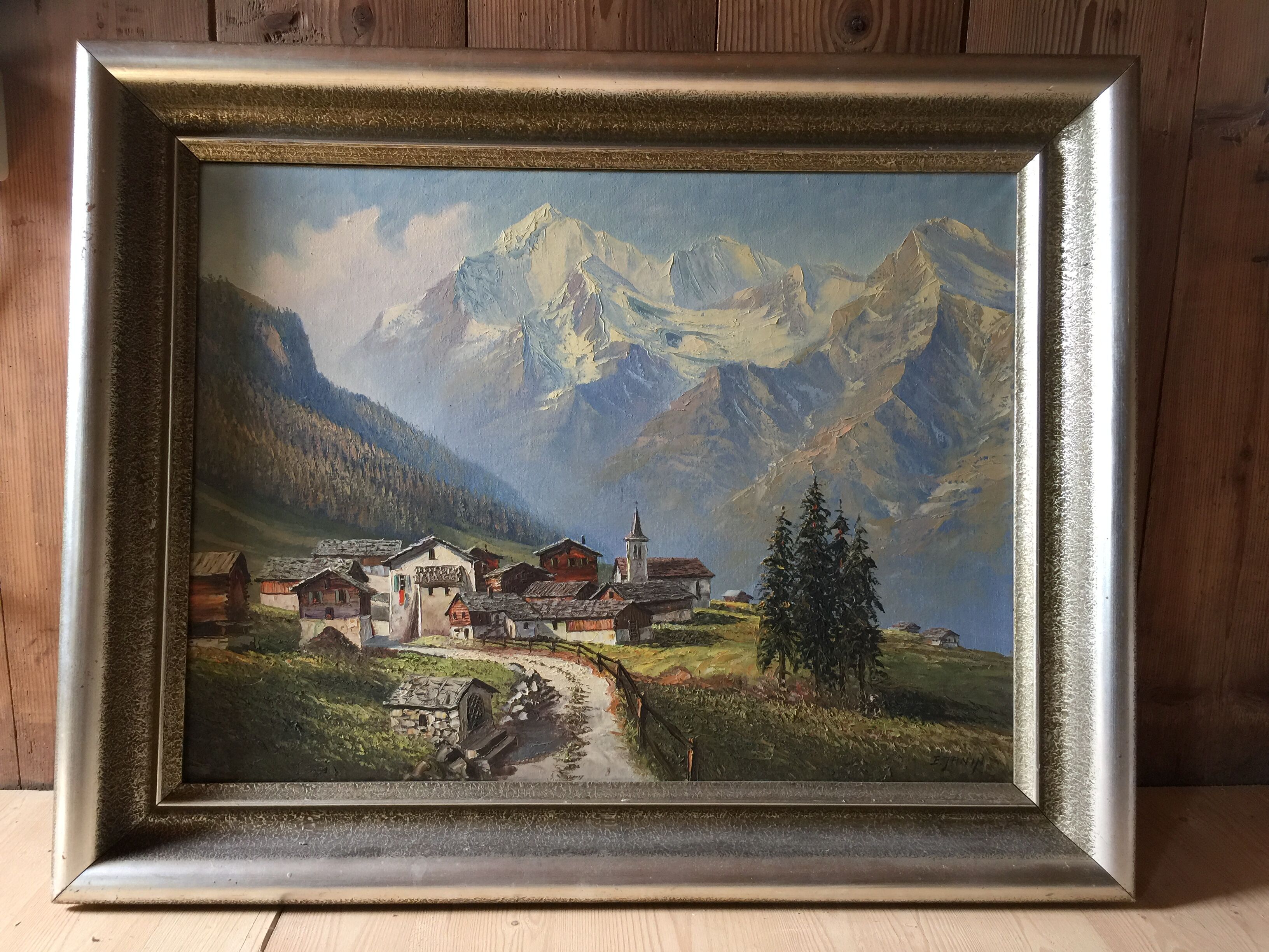 Huile sur toile signée e.janin