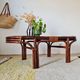 Grande table basse ancienne en rotin et cannage – Esprit bohème