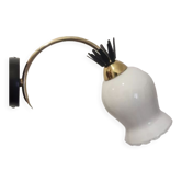 Wall lamp in white opaline brass black finish