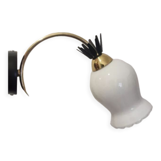 Wall lamp in white opaline brass black finish