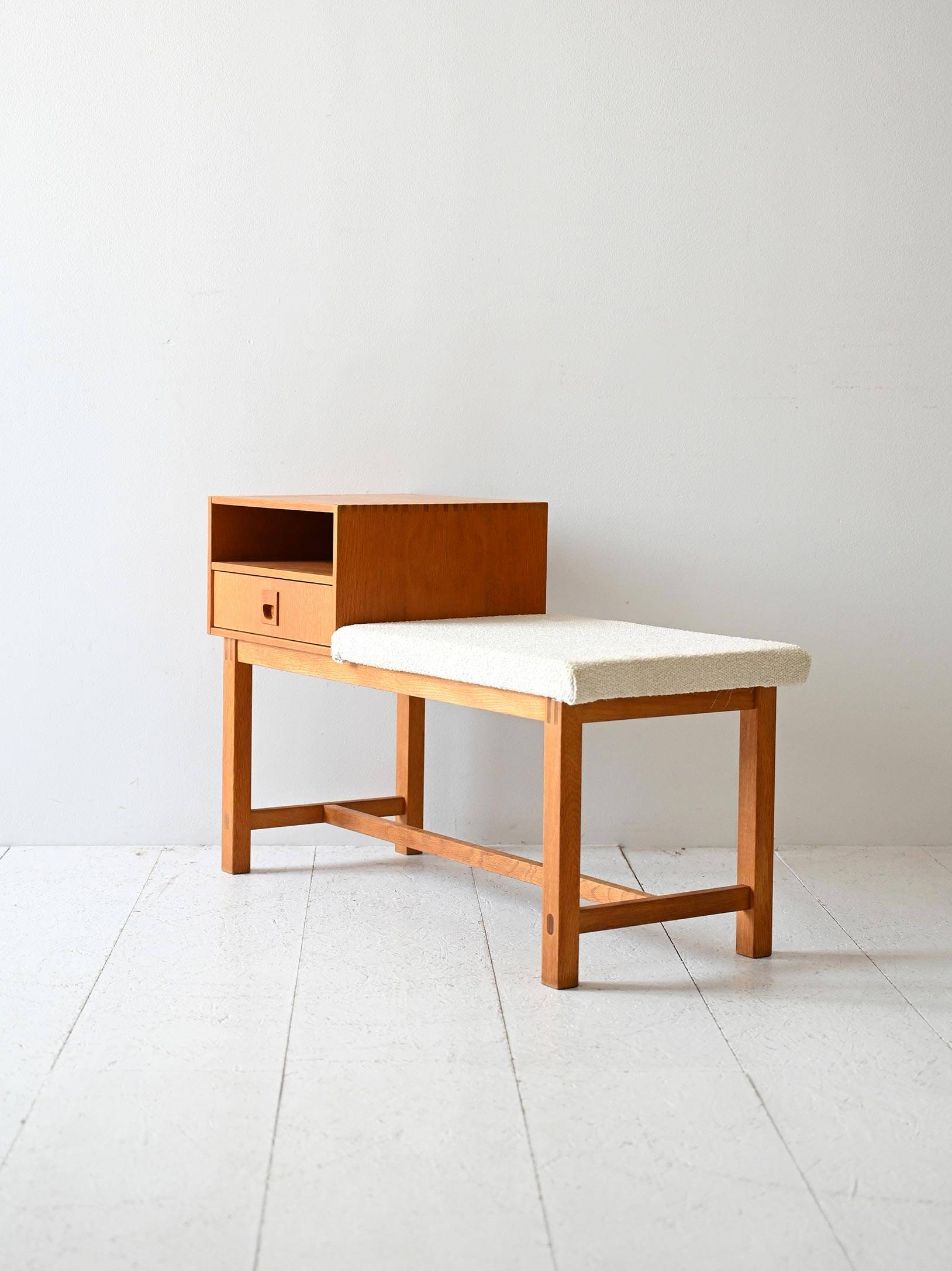 Vintage Scandinavian Gossip Chair with Drawer