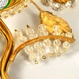 1970s brass crystal glass floral wall lamp by Ernst Palme unused condition