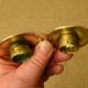Pair of old torches candle holders bronze brass floral decoration Ht 18,8 cm ref A173/40