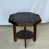 Pedestal table or small octagonal side table quadripod base with modernist spacer