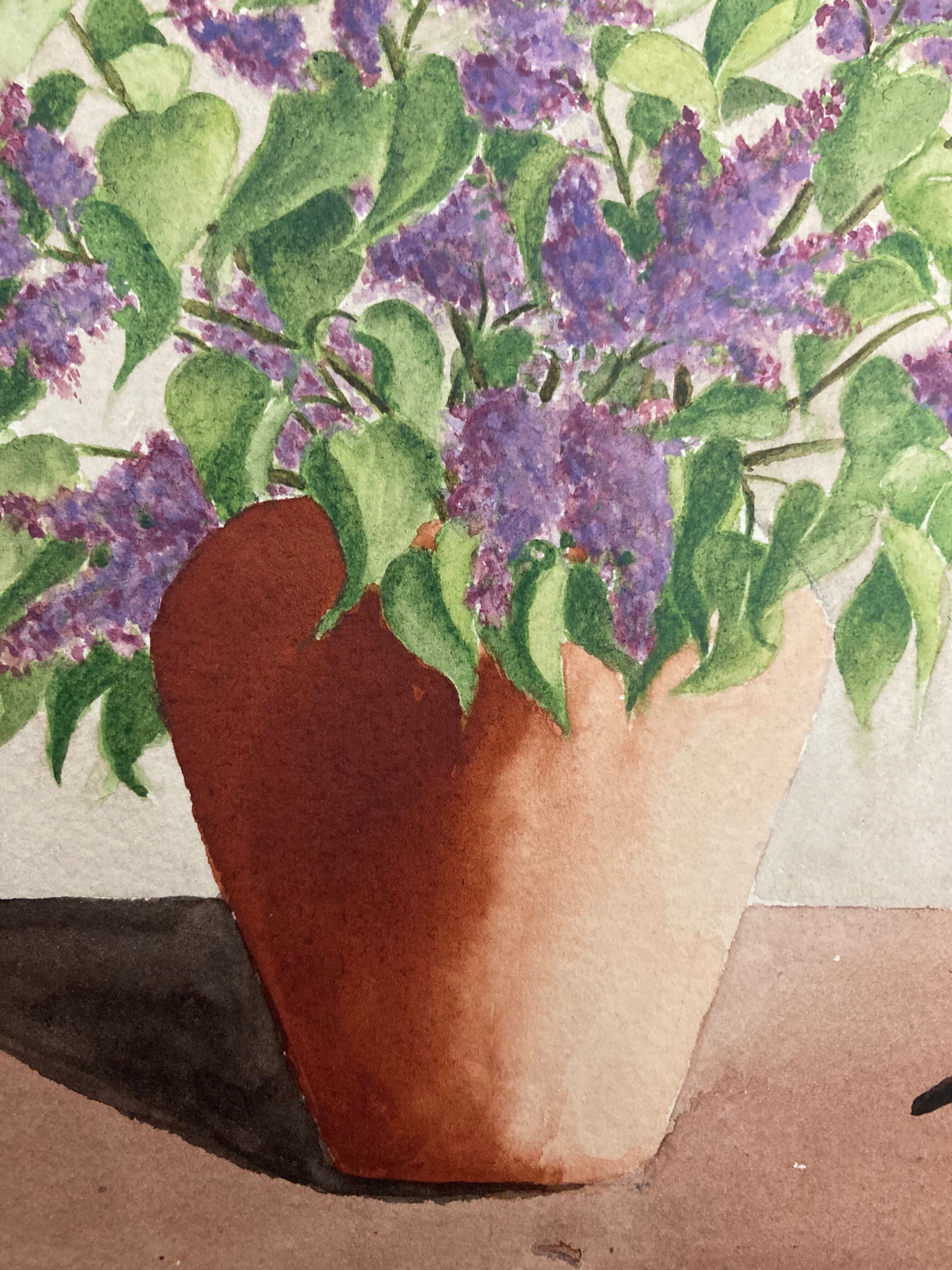 Watercolor bouquet lilac vintage