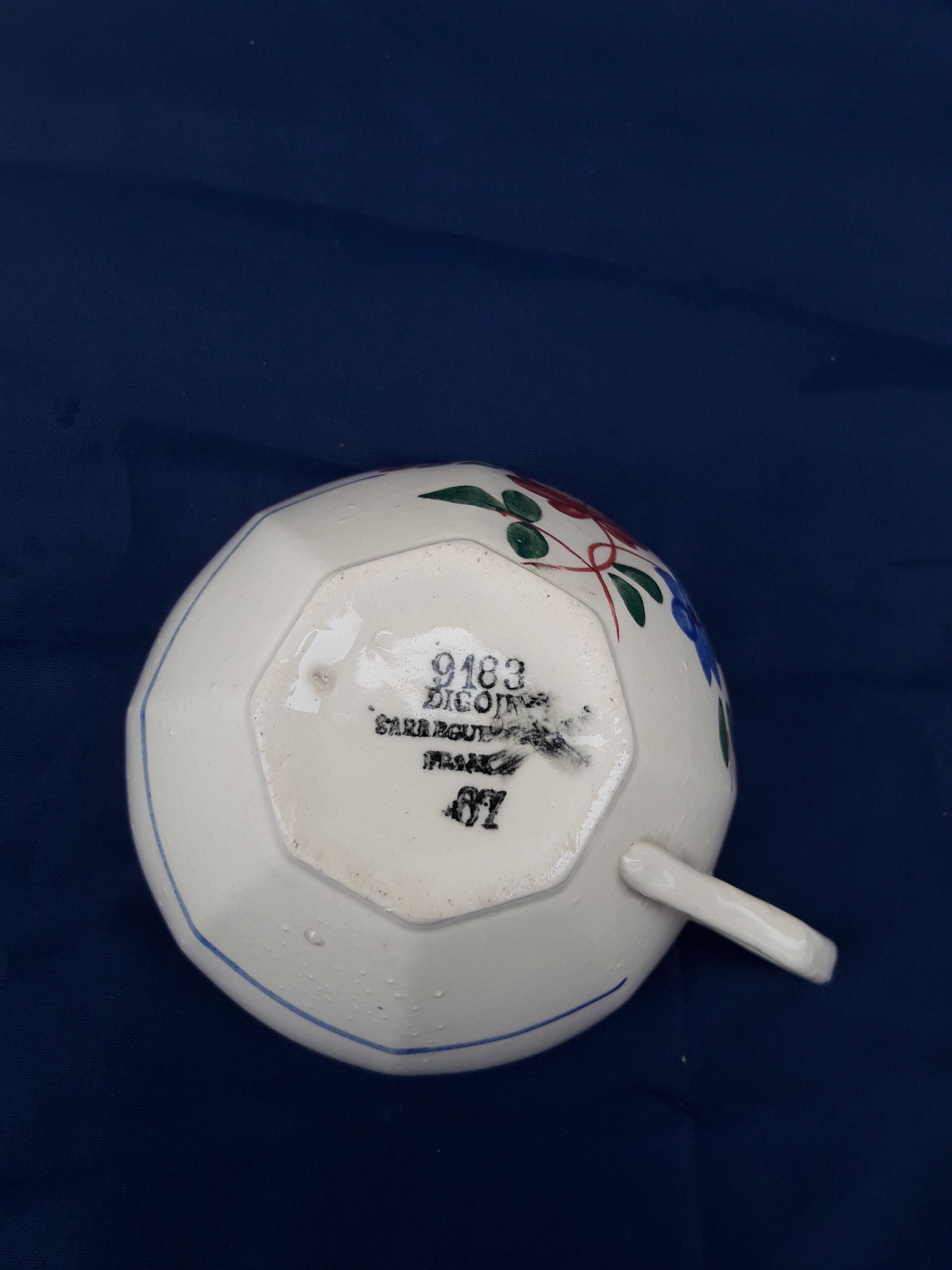 10 cups Digoin Sarreguemines model 9183 67 diam 8 cm