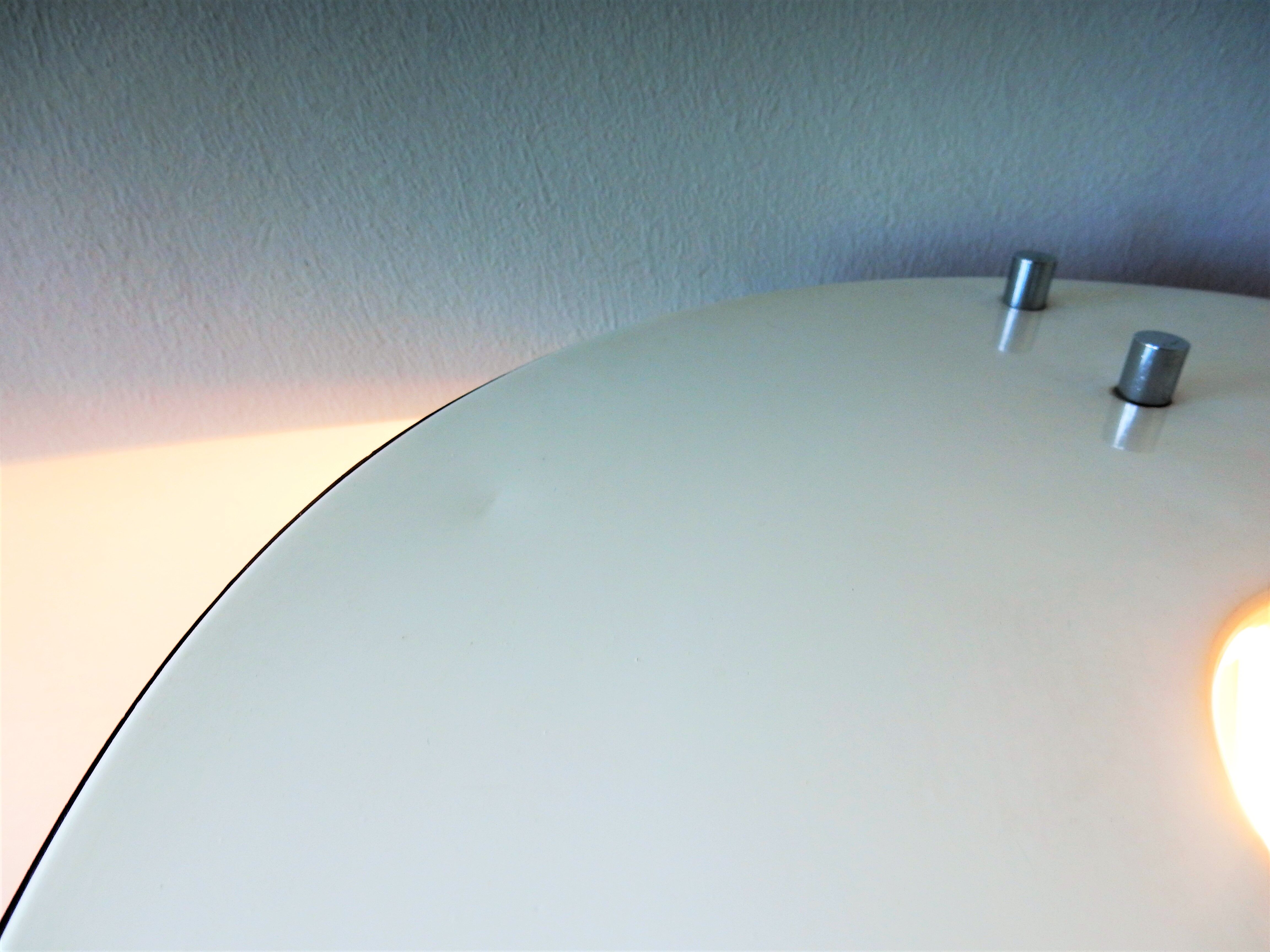 Vintage green leather and white metal table lamp