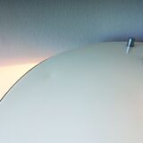 Lampe de table en cuir vert vintage et en métal blanc
