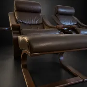 Pair of Kroken armchairs and ottoman — Åke Fribyter, marketed p