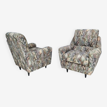 Pair of High-Quality Patterned Fabric Armchairs, Italy