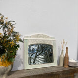 Art Deco mirror in rectangular white carved wood 58x65cm
