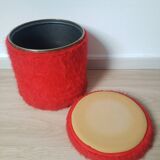 Vintage red moumoute chest stool pouf