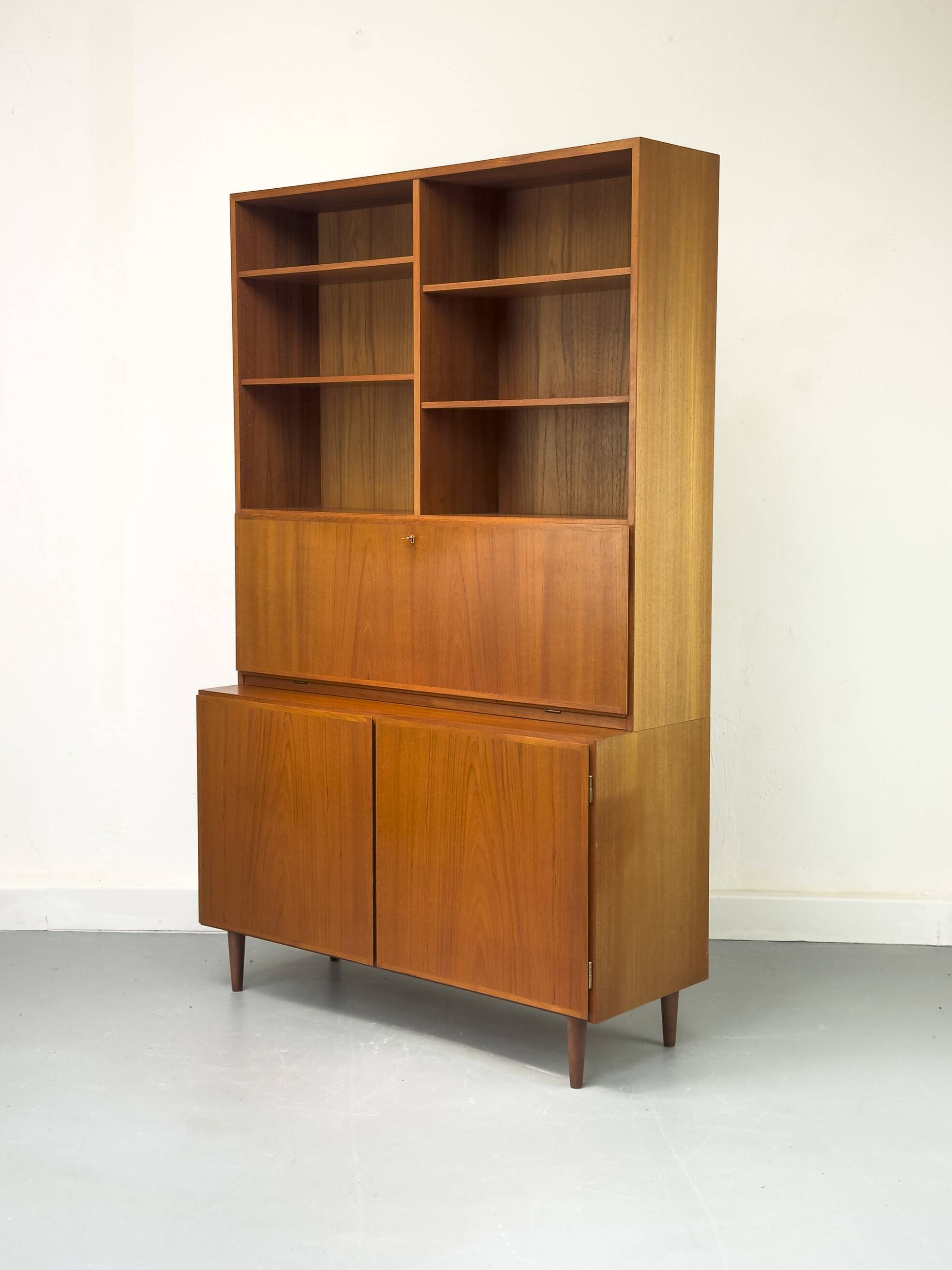 Vintage Teak Bookcase with Desk from Omann Jun, 1960s