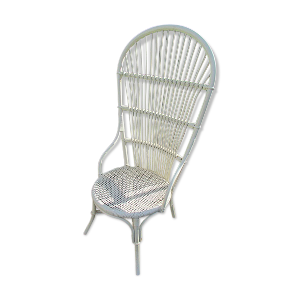 Fauteuil bas en osier et rotin