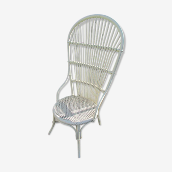 Low armchair in wicker and rattan