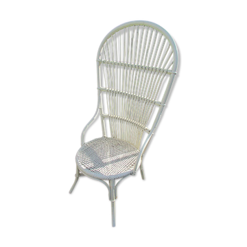 Fauteuil bas en osier et rotin