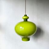 Vintage lamp, green opal glass hanging lamp, mid century interior, scandinavian design, 60's 70's