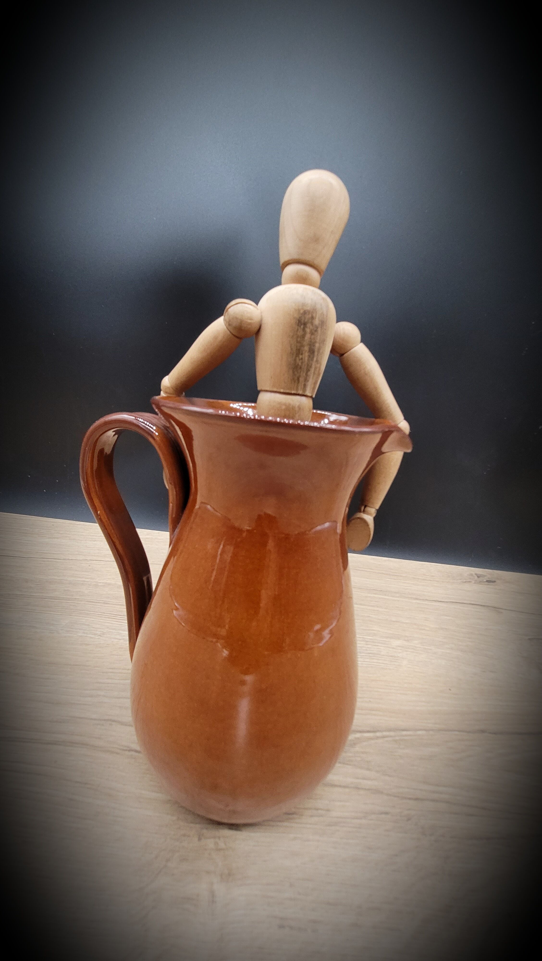 Brown enamelled sandstone jug