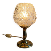 Table lamp in gilded brass and glass - mid 20th century.