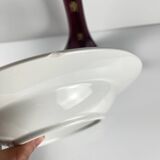 Set of 6 blue earthenware soup plates, floral and bird decoration, early