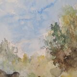 Gilbert Pastor: Spring Forest, original signed watercolor