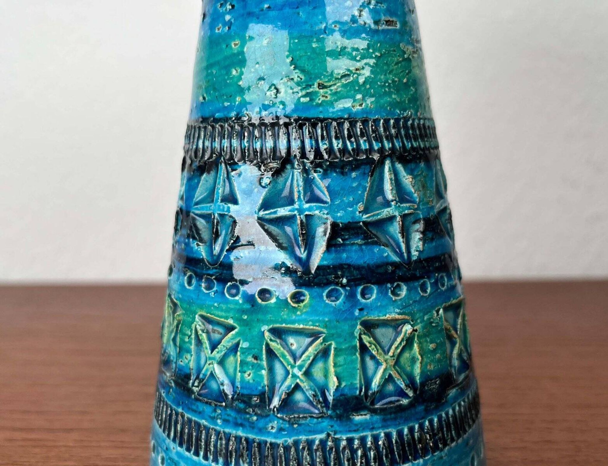 Rimini Blue Candle Holder in Mid-Century Ceramic by Aldo Londi for Bitossi, Italy, 1960s