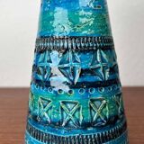 Rimini Blue Candle Holder in Mid-Century Ceramic by Aldo Londi for Bitossi, Italy, 1960s