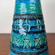 Rimini Blue Candle Holder in Mid-Century Ceramic by Aldo Londi for Bitossi, Italy, 1960s