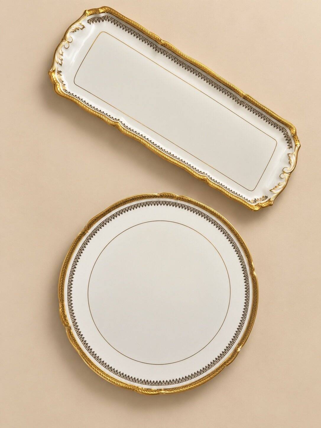 Limoges Porcelain Service Gold Style Louis XVI – Tart & Cake Plate