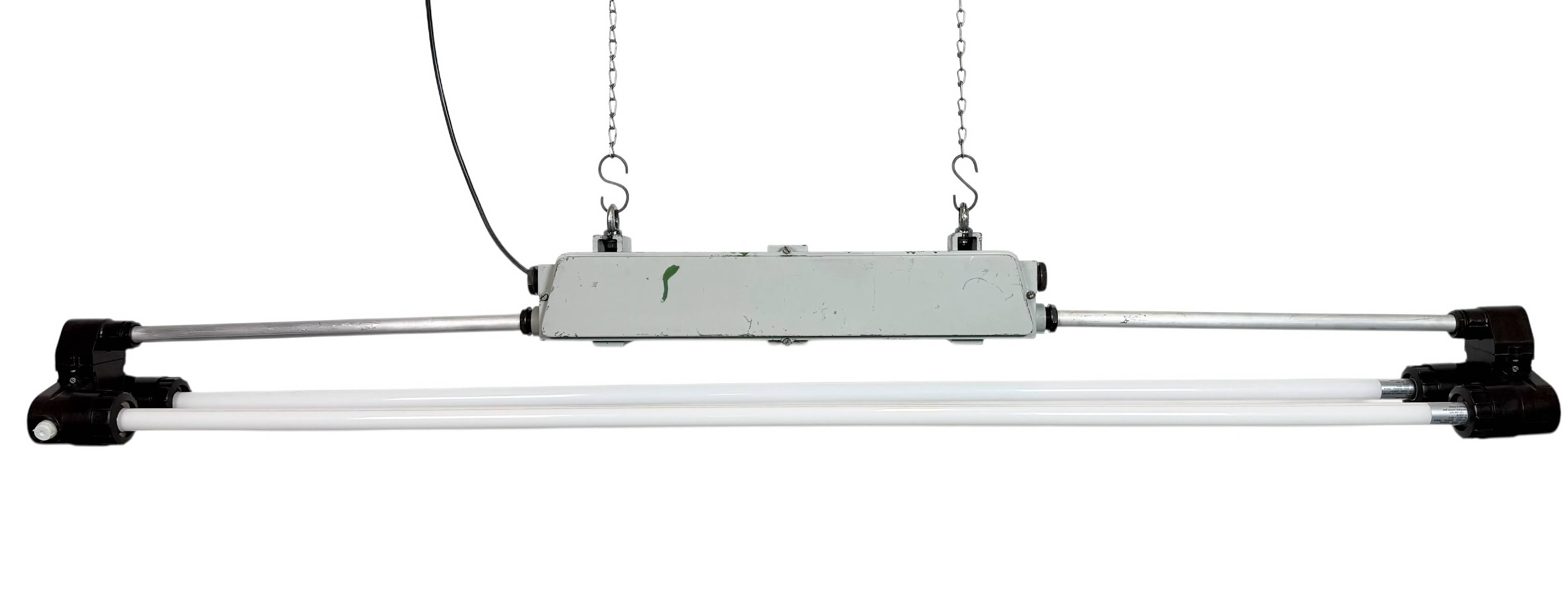 Industrial Grey Tube Light from Elektrosvit, 1970s