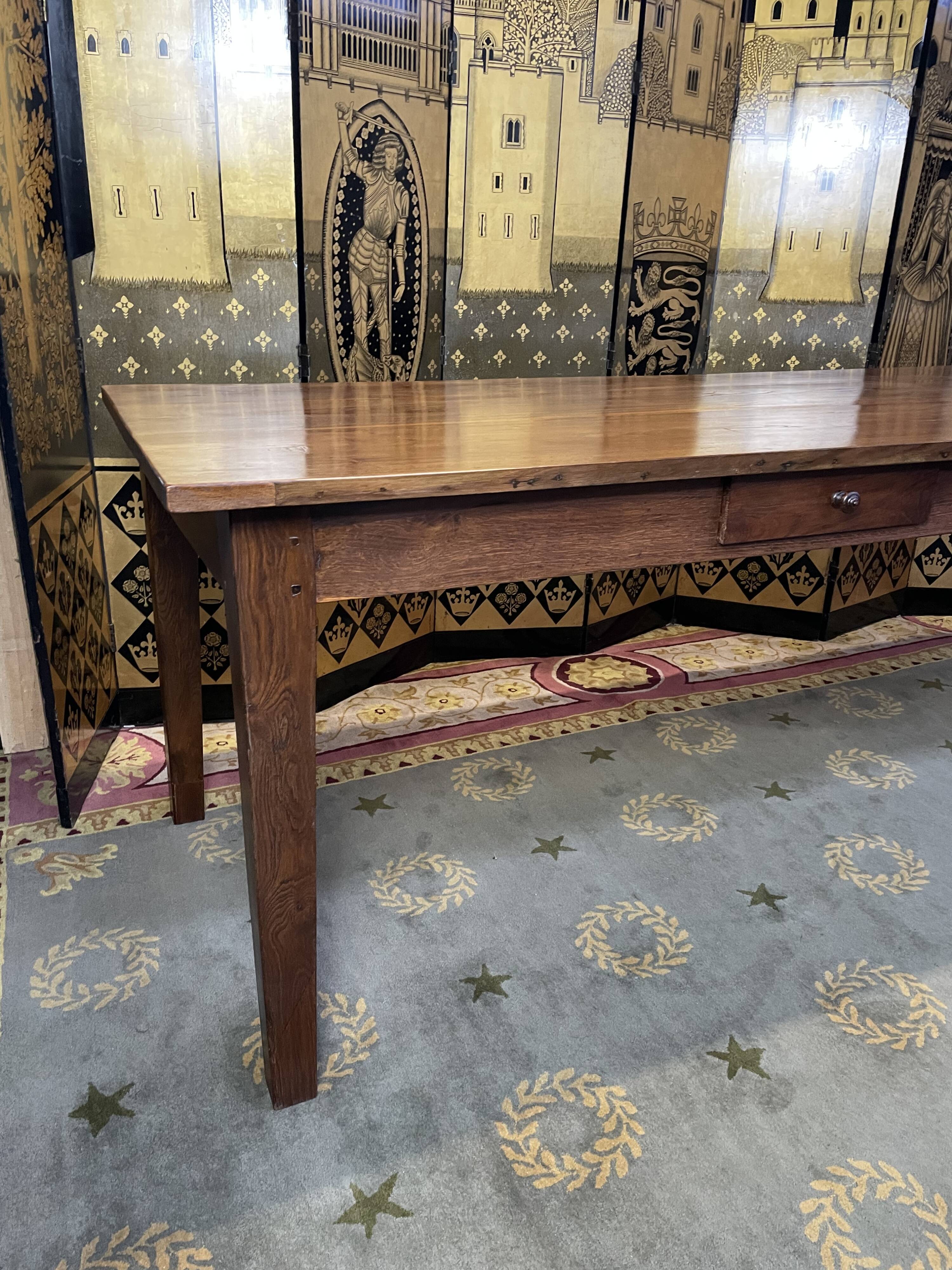 Solid oak farmhouse table restored 19th century