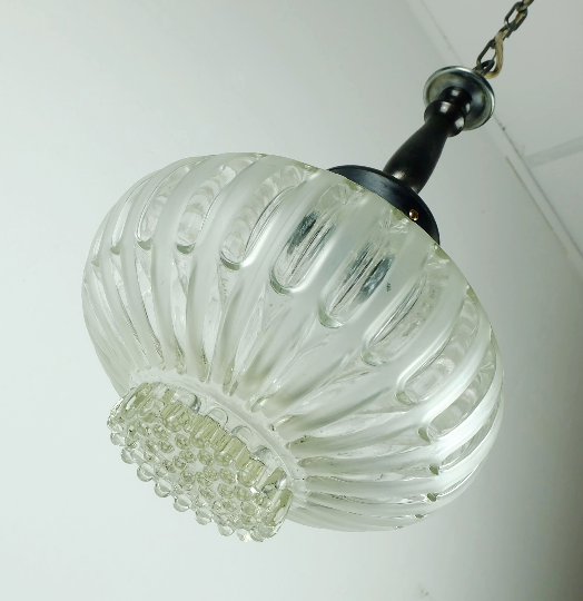 Mid century pendant light bubble glass satin glass 1960s