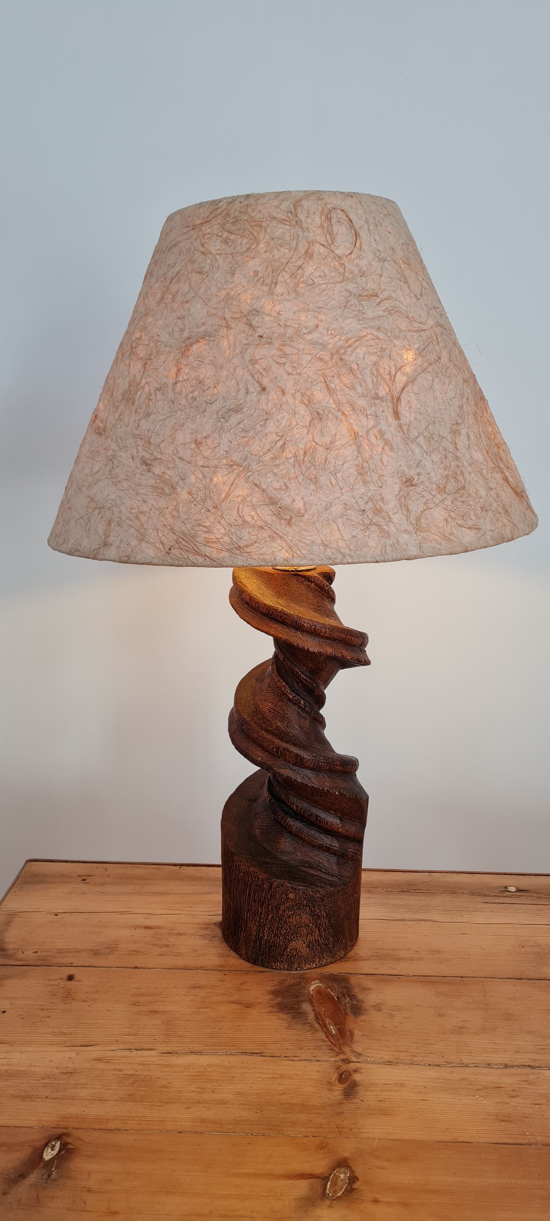 Handmade lamp in turned wood