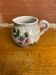 Antique vallauris ceramic pitcher, beige, chiseled floral decoration, vintage #d